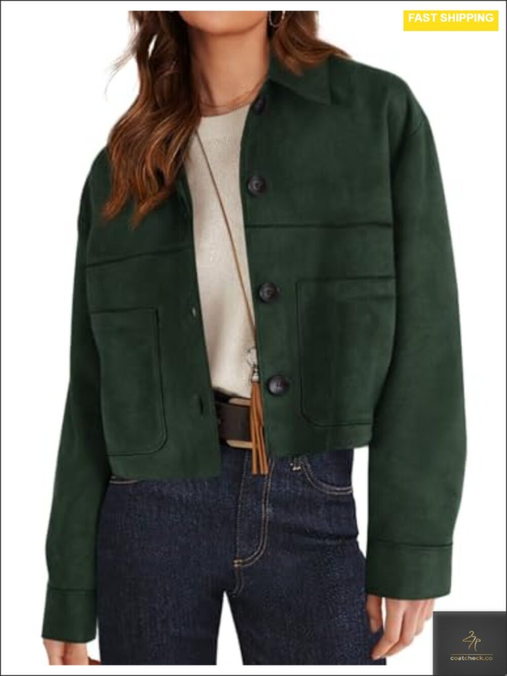 PRETTYGARDEN Women's Faux Suede Lightweight Cropped Jacket